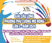 GIẢI CẦU LÔNG PHƯỜNG PHÚ CƯỜNG MỞ RỘNG LẦN 2 - NĂM 2024  